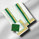 2×2 Cotton Half & Half Fancy Temple Print Setmundu With Blouse