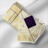 Tissue Full Body Self Putta Work SetSaree with Blouse