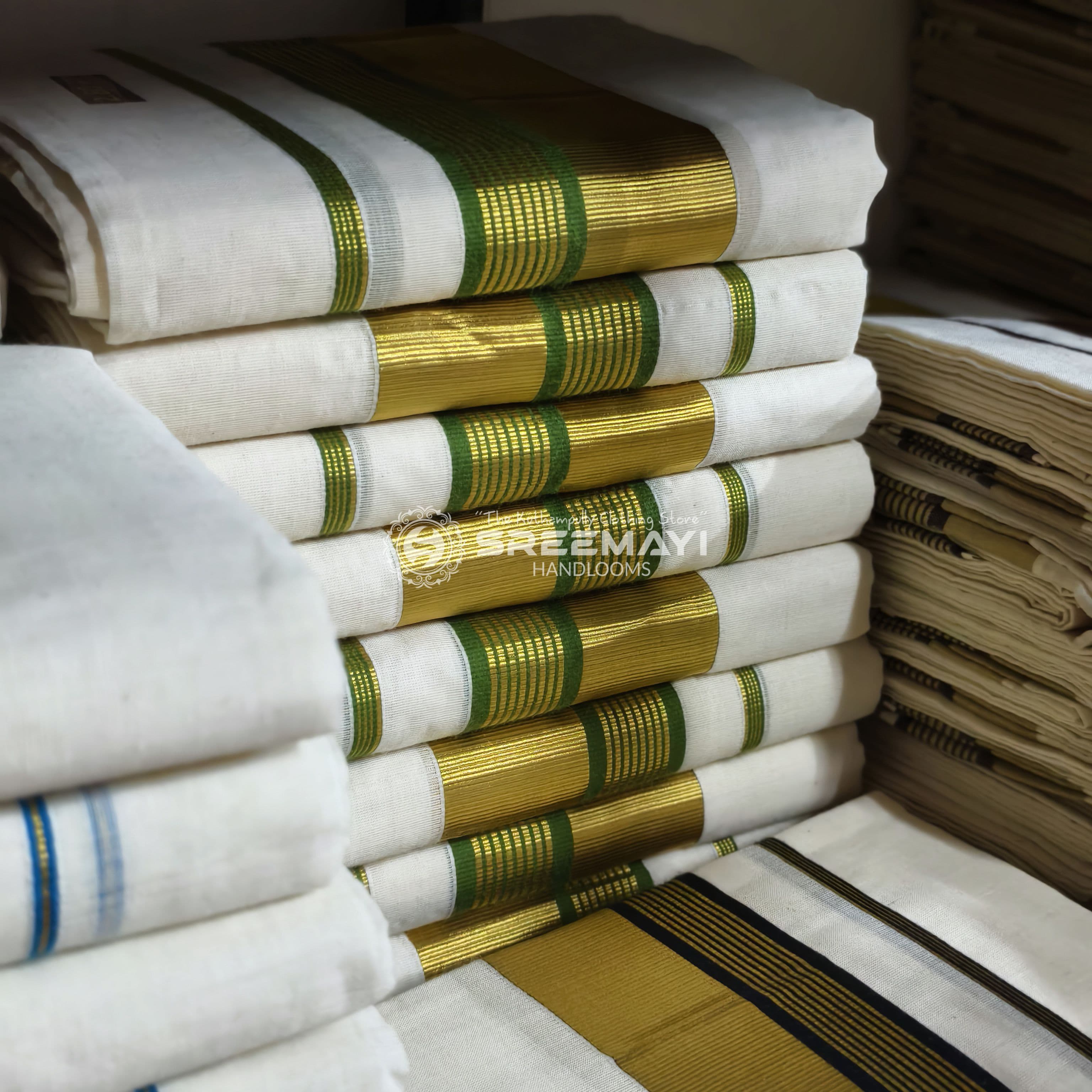 Pure Cotton Kasavu Set Mundu for Men – 2.80 Meter | Traditional Kerala Handloom Mundu with Golden Kasavu Border | Festival & Wedding Wear