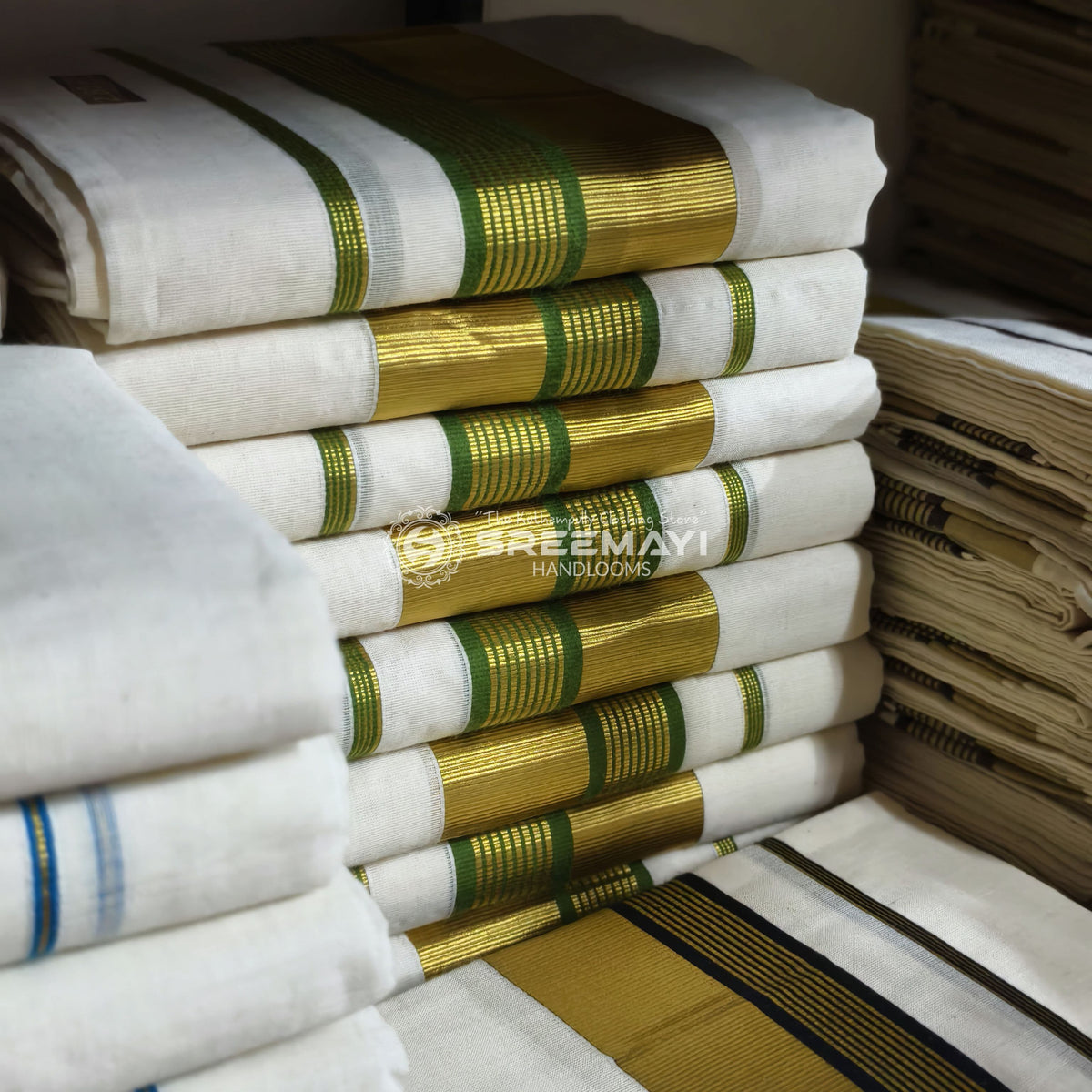 Pure Cotton Kasavu Set Mundu for Men – 2.80 Meter | Traditional Kerala Handloom Mundu with Golden Kasavu Border | Festival & Wedding Wear