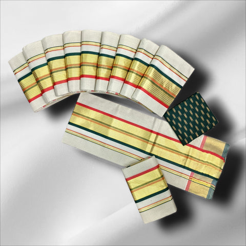 4×4 Premium Micro Check Double Colour Setmundu With Blouse