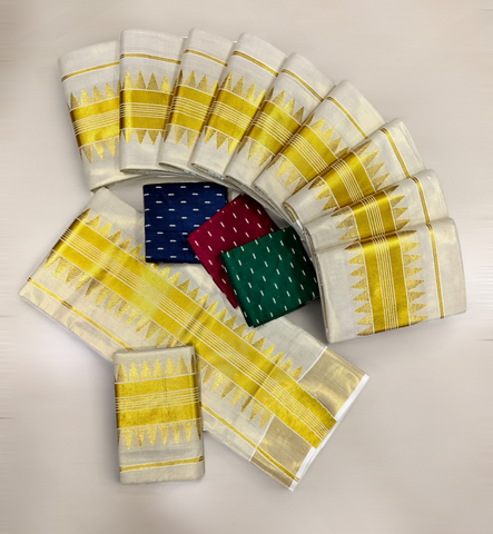 TISSUE KASAVU TEMPLE BALE SETMUND WITH BLOUSE
