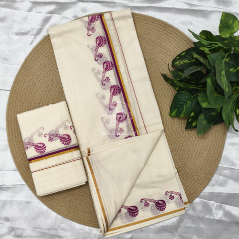 Cotton Puliyirikara printed Setmund 2.80M