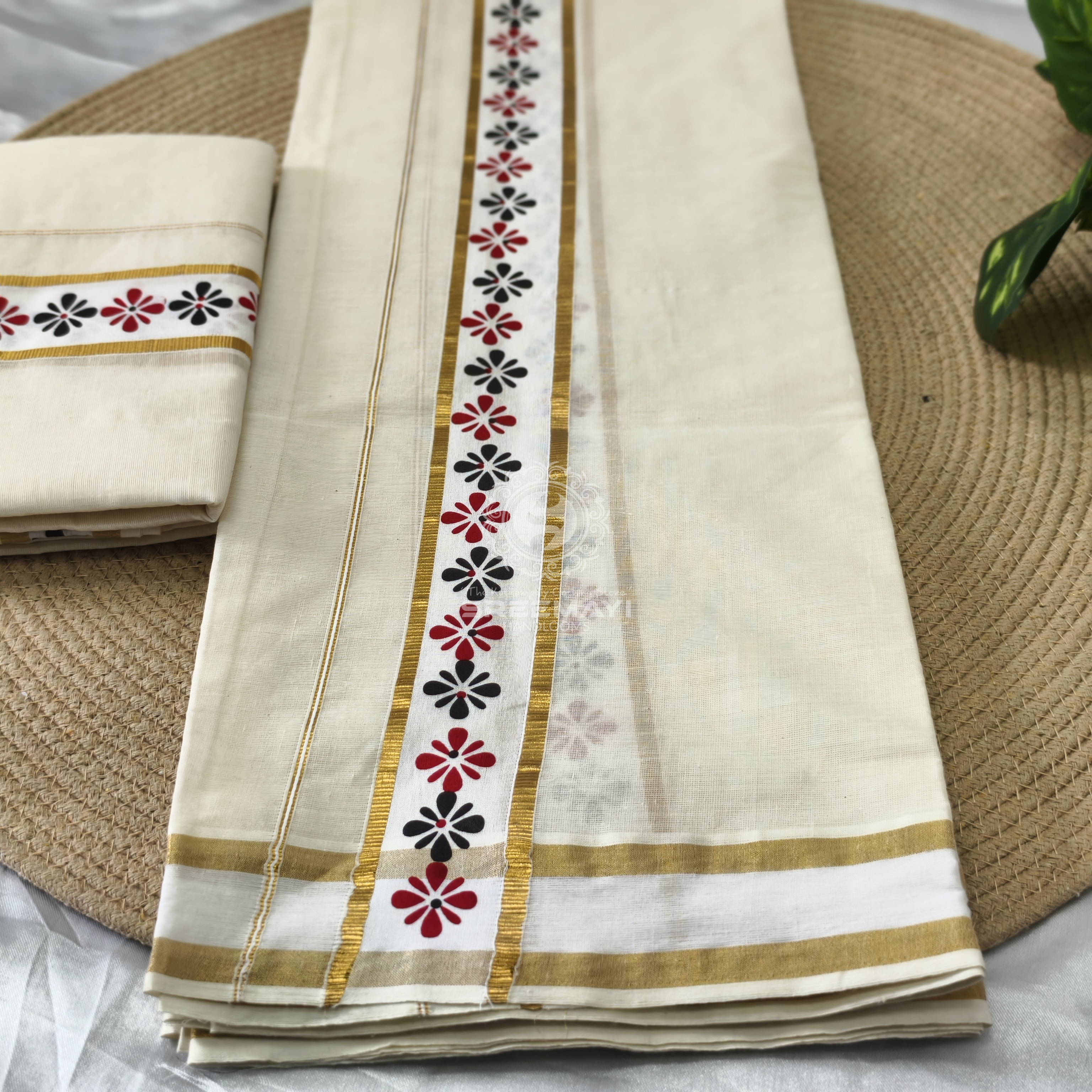 11/2" SALAVAI BORDER PRINT SETMUNDU
Length : 2.80M 
Meterial : cotton