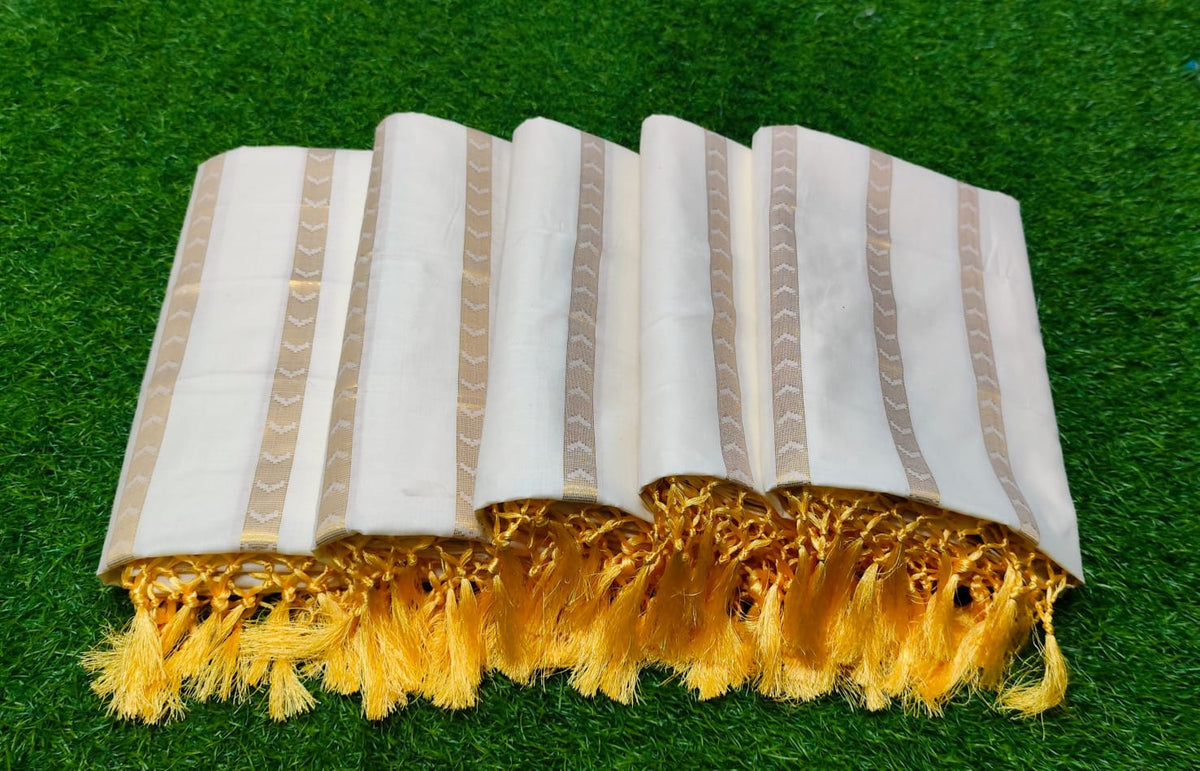 Cotton fancy saree with kunjalam