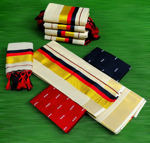 3×5 Tissue 'D' Colour Fancy Kunjalam Setmundu with blouse