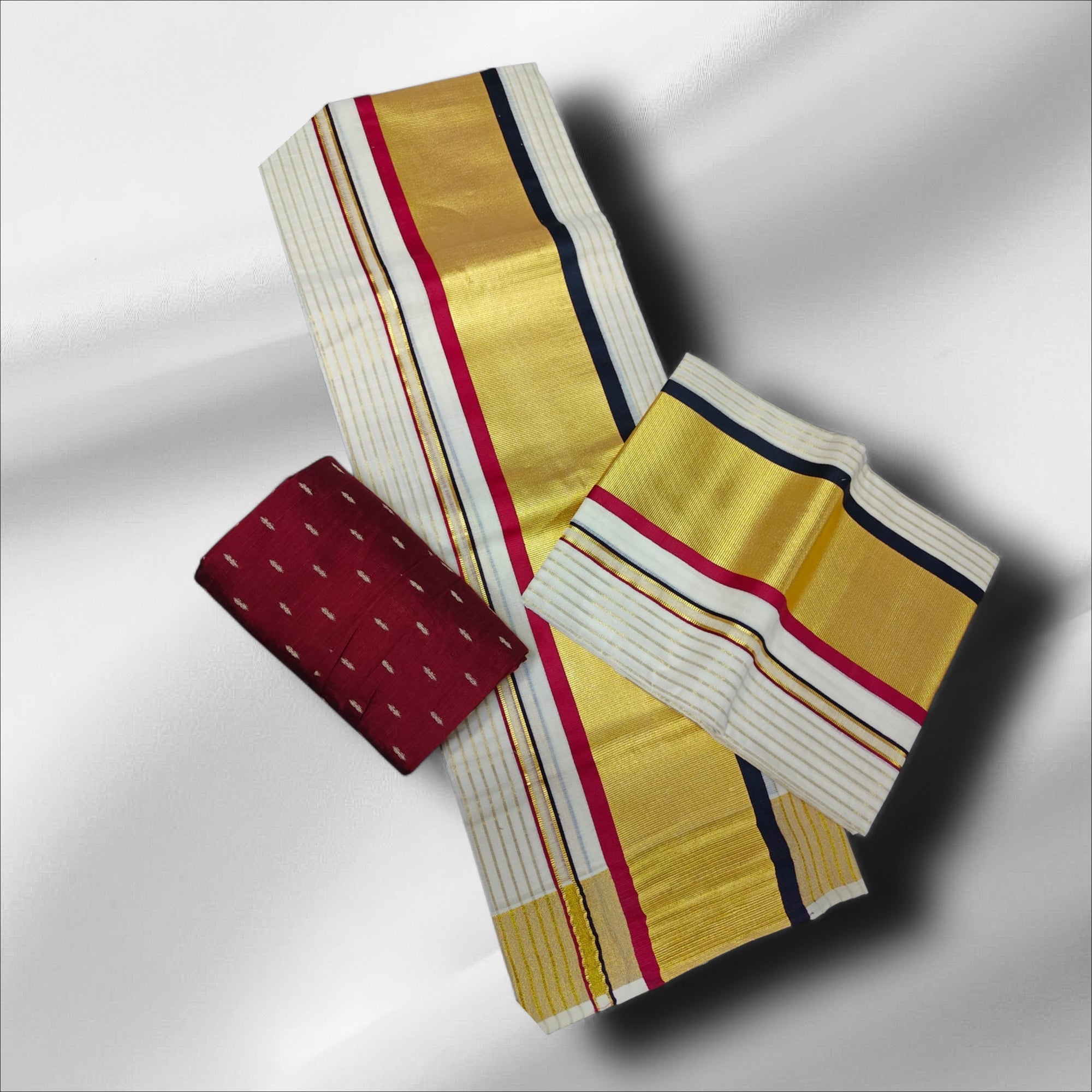 3×4 Premium Cotton Lines Setmundu With Blouse