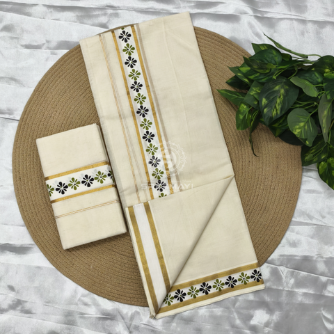 11/2" SALAVAI BORDER PRINT SETMUNDU
Length : 2.80M 
Meterial : cotton