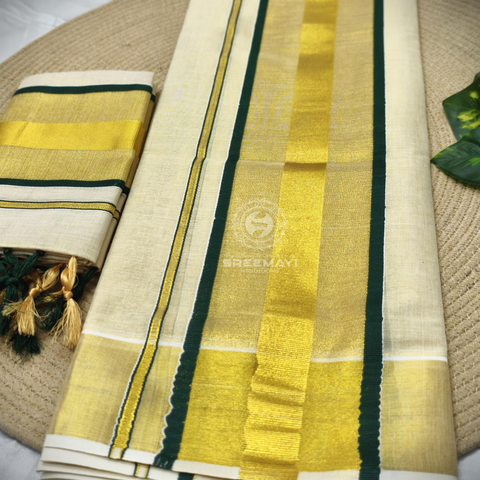 Special Quality Golden Tissue Settumundu with Kunjalam
