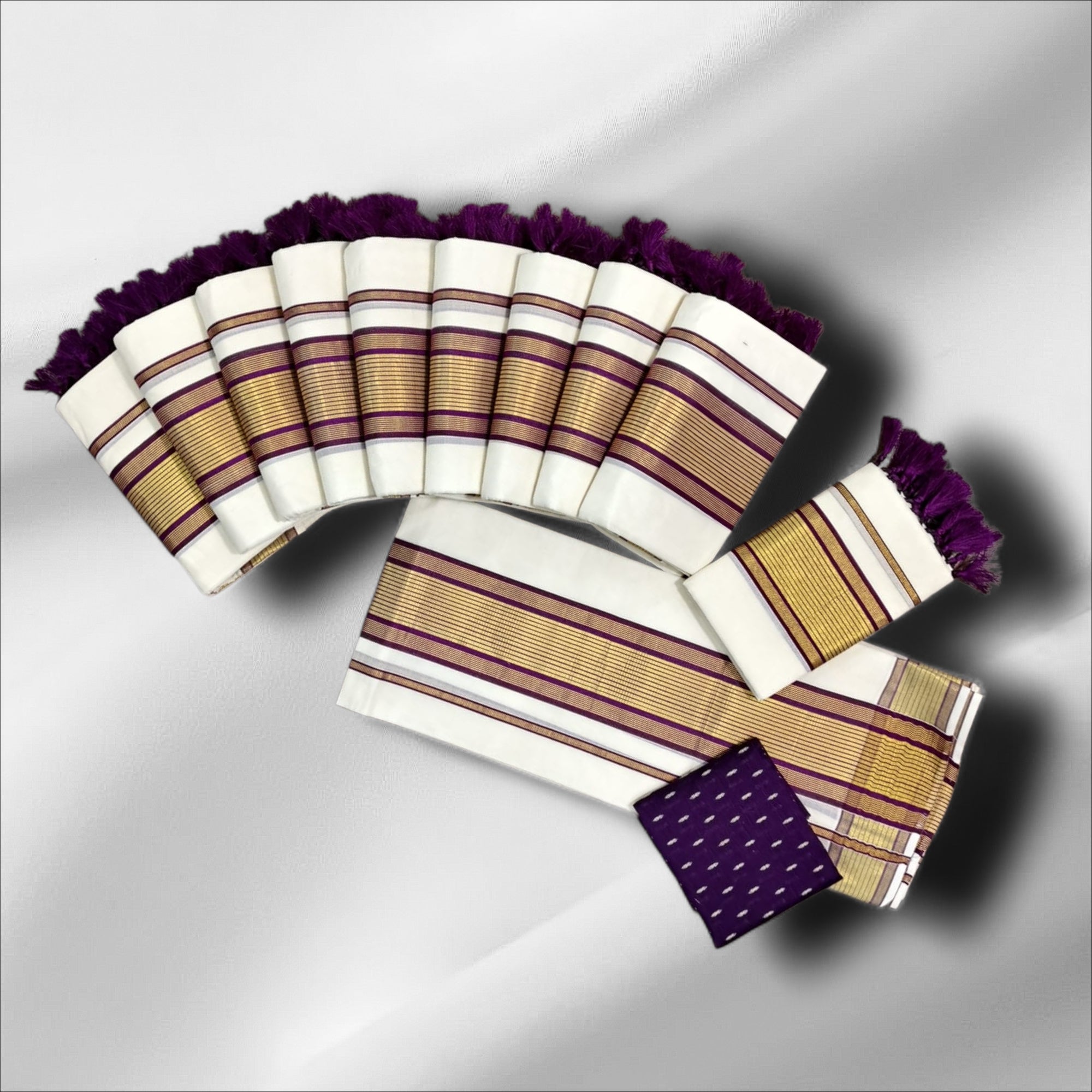 3×4 Cotton Kasavu Fancy Setmundu With Blouse