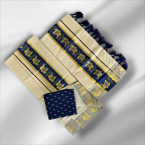CLR Tissue Golden Print Setmundu With Blouse
