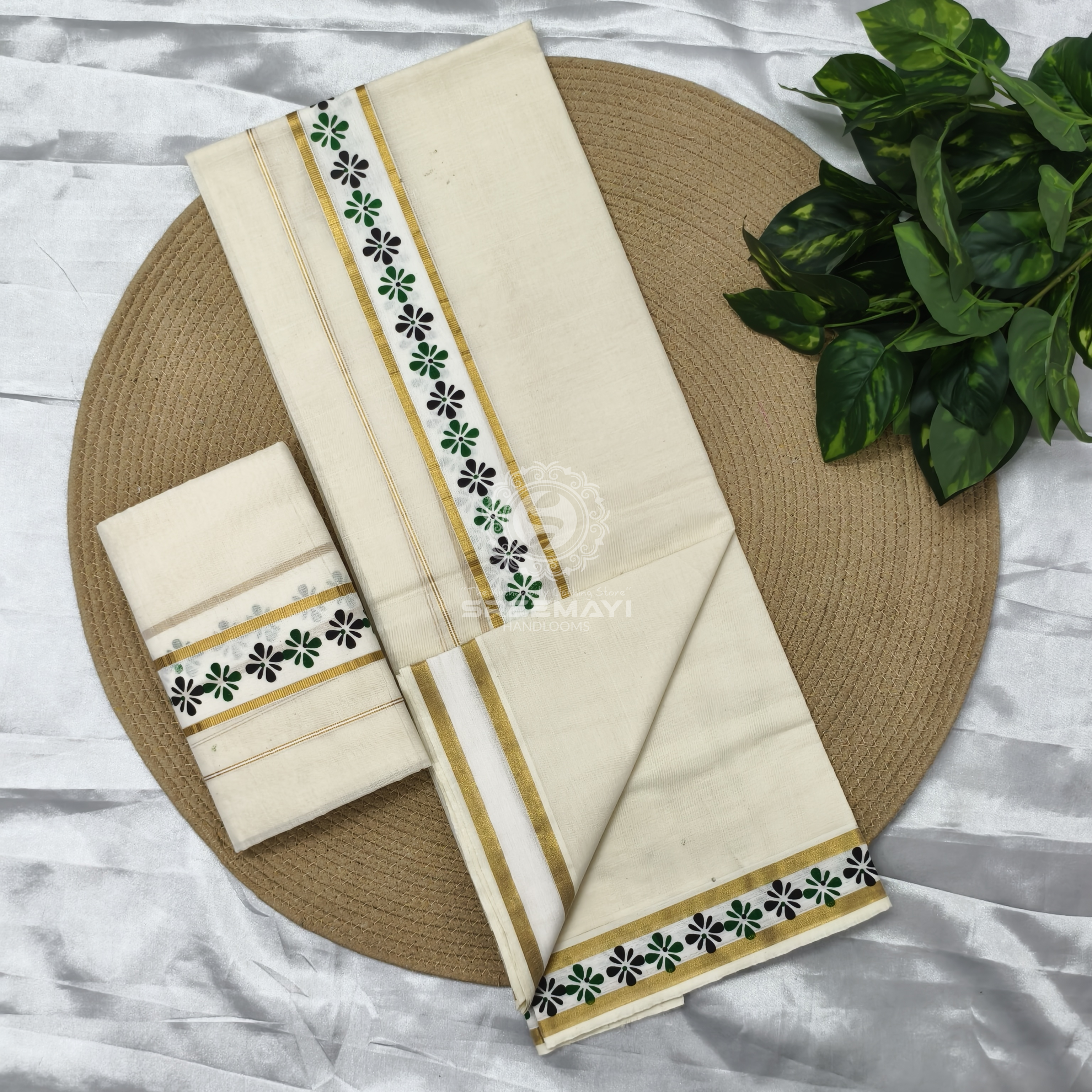 11/2" SALAVAI BORDER PRINT SETMUNDU
Length : 2.80M 
Meterial : cotton