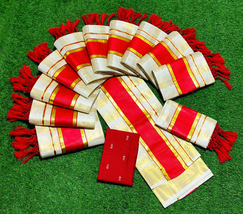 3×4 Tissu Kottaram Fancy Kunjalam Setmundu with blouse