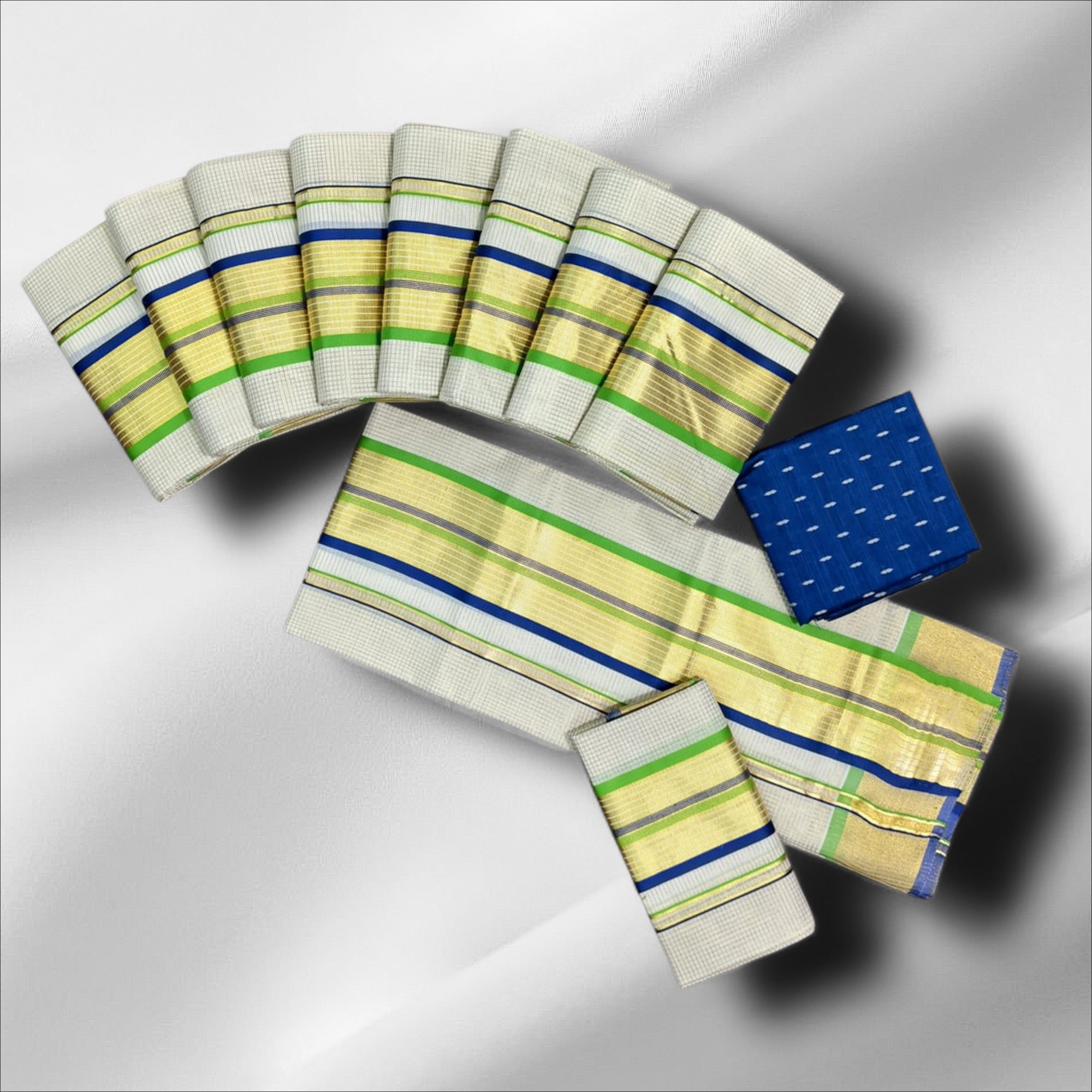 4×4 Premium Micro Check Double Colour Setmundu With Blouse