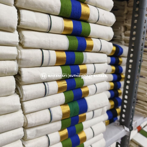 Double Colour Cotton Kasavu Setmundu