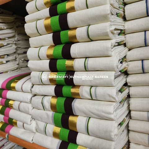 Double Colour Cotton Kasavu Setmundu