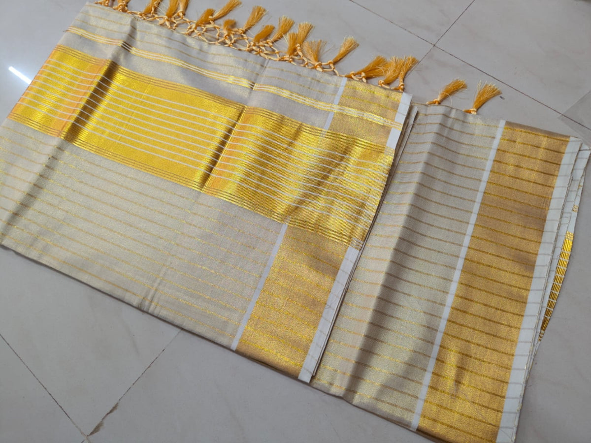 Golden Tissue Lines saree