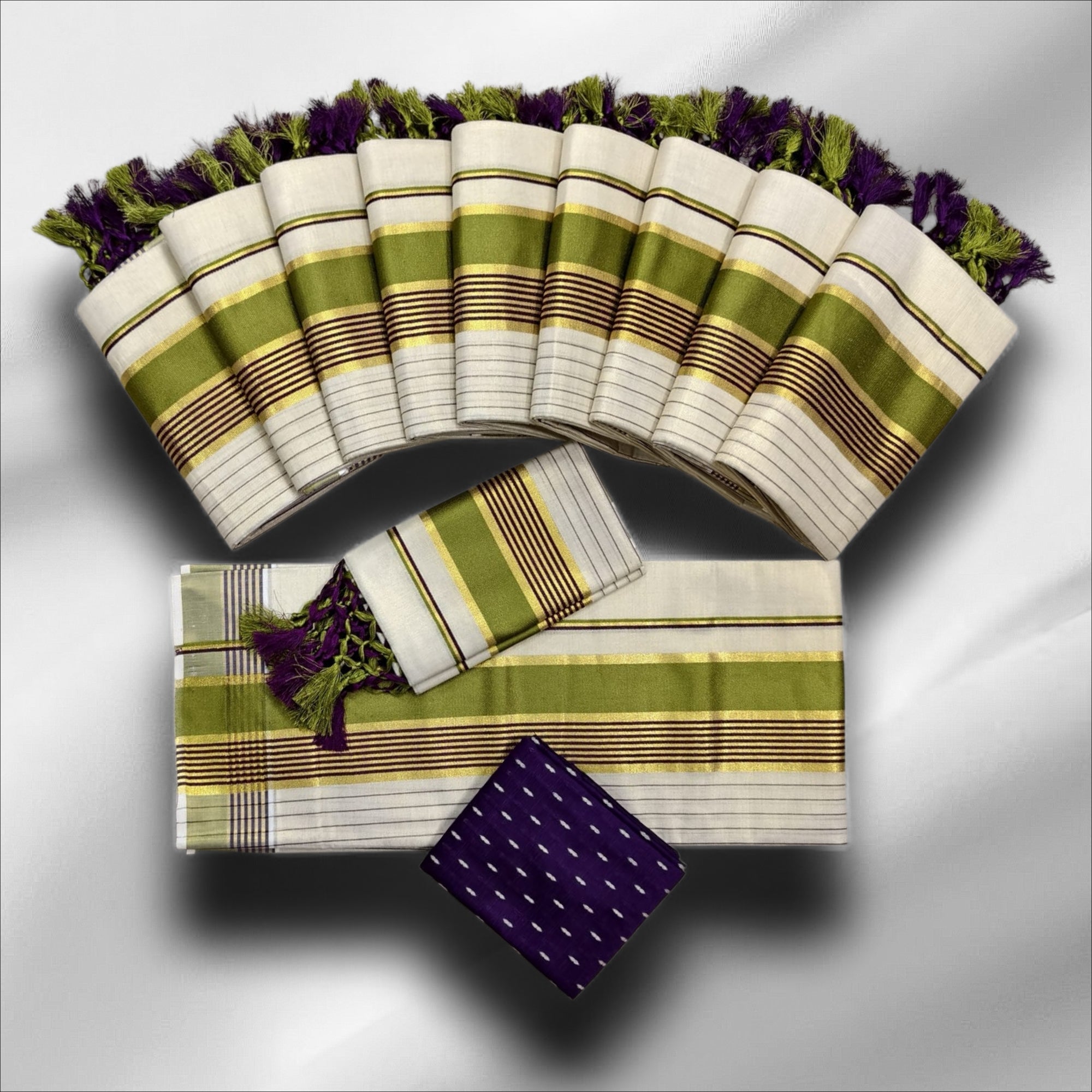 Tissue Half & Half DC Lines Setmundu With Blouse