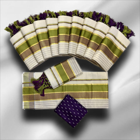 Tissue Half & Half DC Lines Setmundu With Blouse