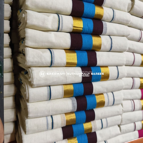 Double Colour Cotton Kasavu Setmundu