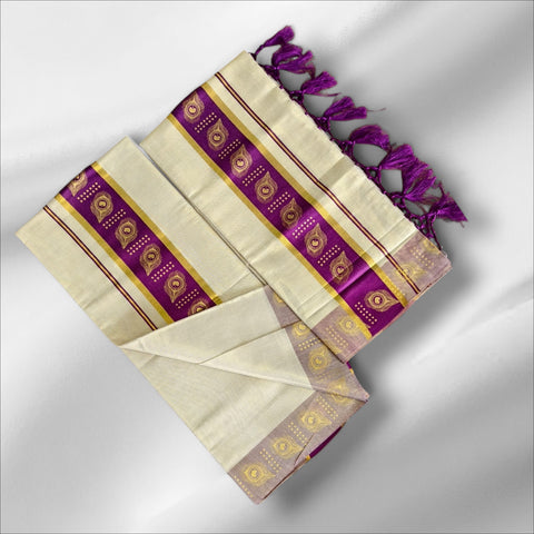 CLR Tissue Golden Print Setmundu With Blouse