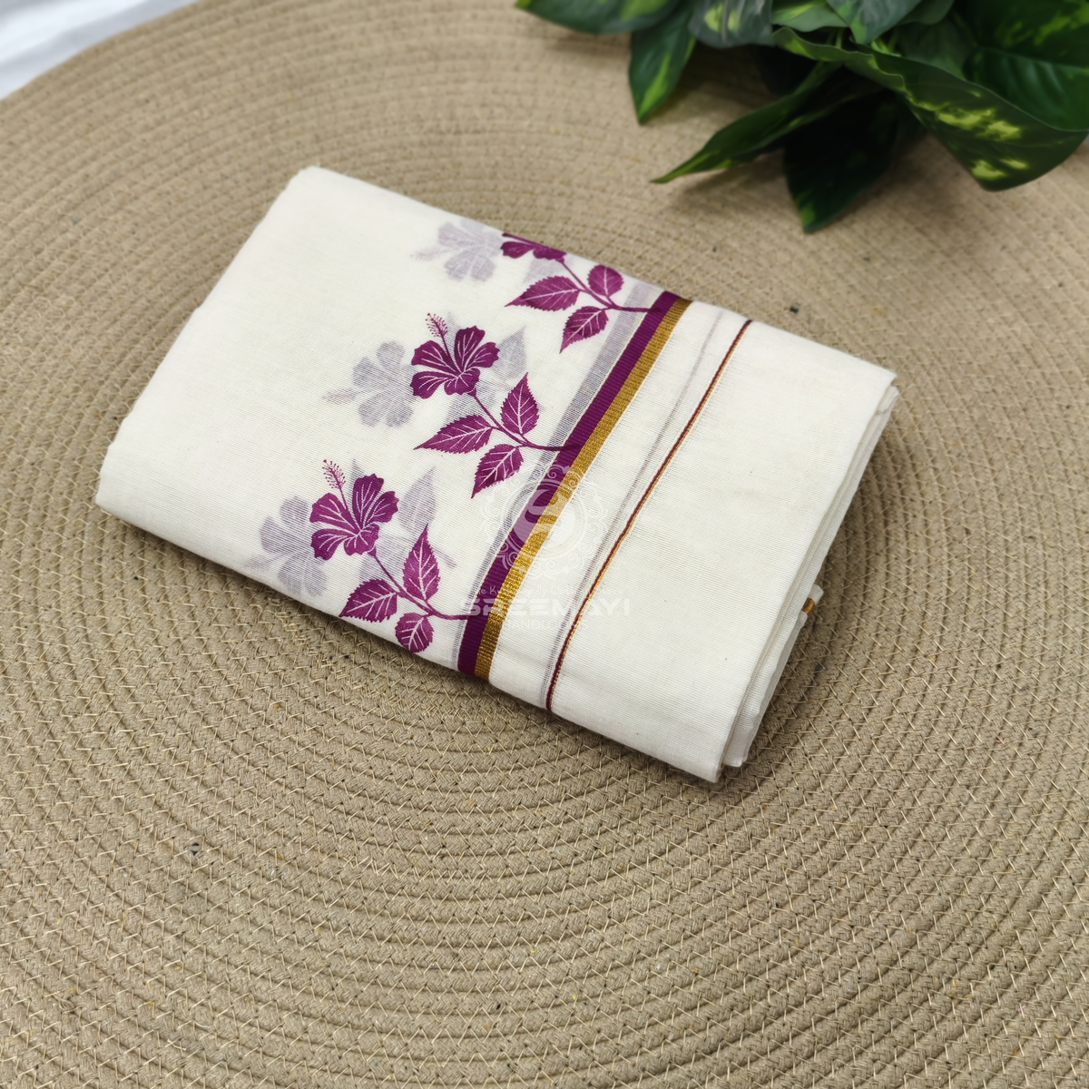 Cotton Puliyirikara printed Setmund 2.80 M