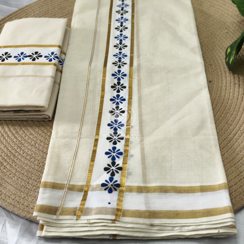 *11/2" SALAVAI BORDER PRINT SETMUNDU* 
Length : 2.80M 
Meterial : cotton
