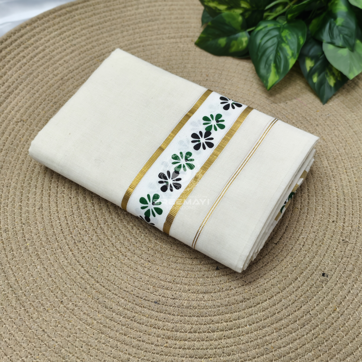 11/2" SALAVAI BORDER PRINT SETMUNDU
Length : 2.80M 
Meterial : cotton