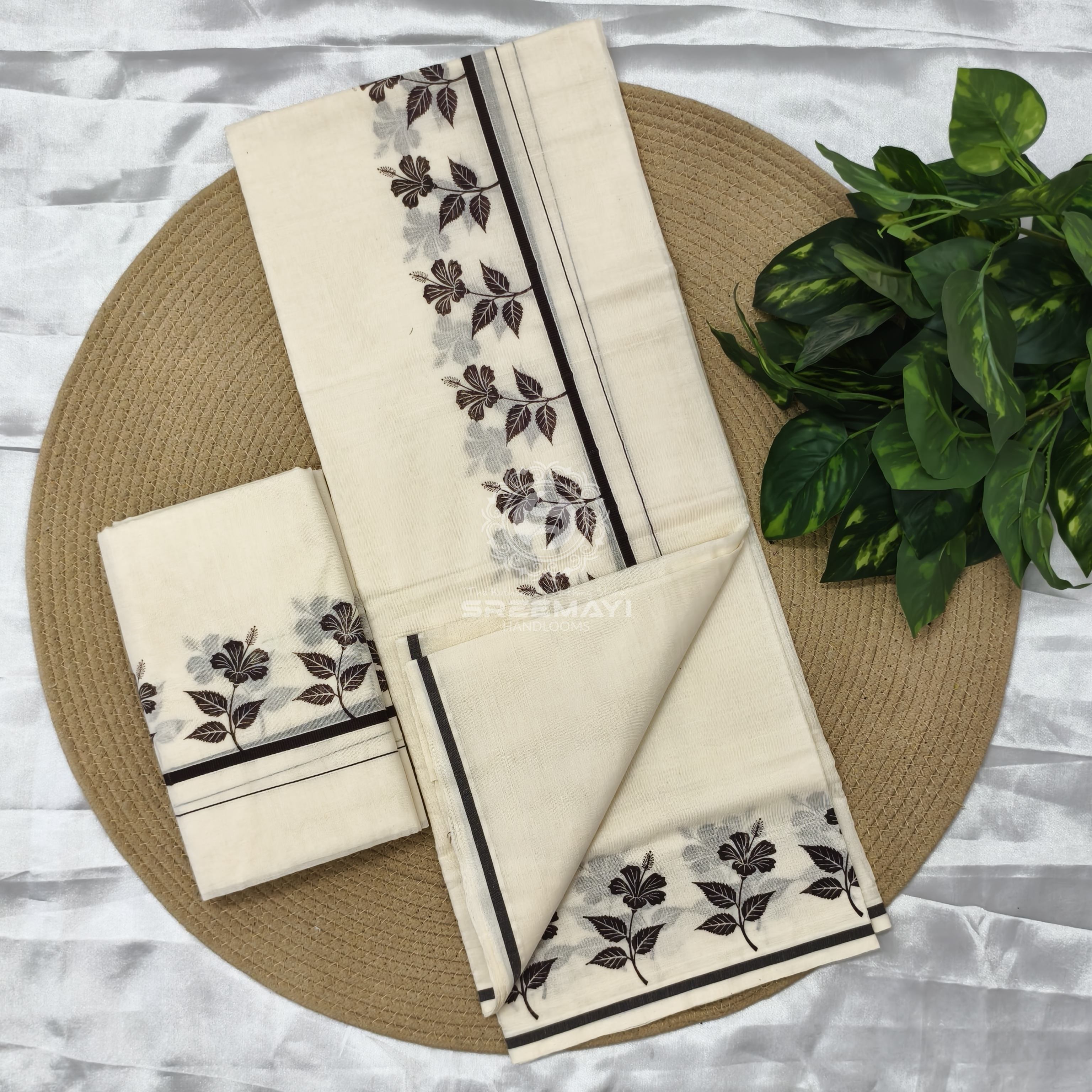 Cotton Puliyirikara printed Setmund 2.80 M