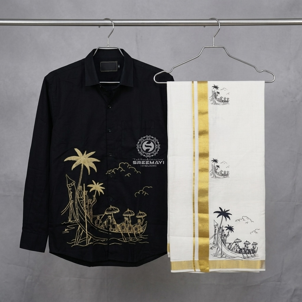 Onam special printed shirtum mundum