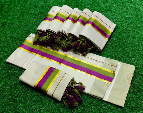 3×3 tissue D colour set mund with kunjalam