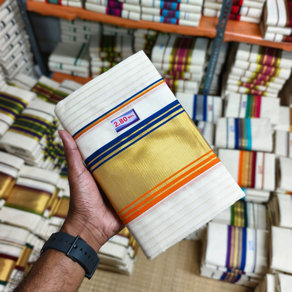 3*4 LIGHT FANCY STRIPED SETMUNDU