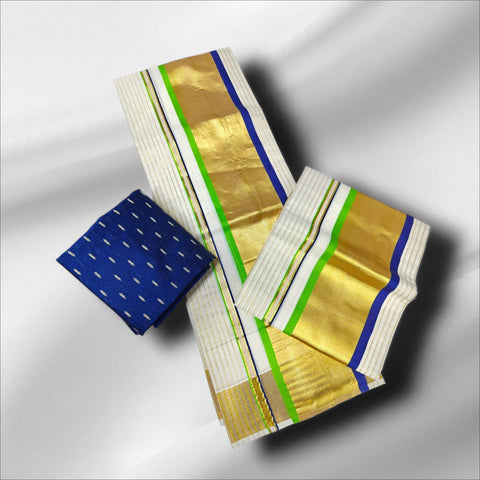 3×4 Premium Cotton Lines Setmundu With Blouse