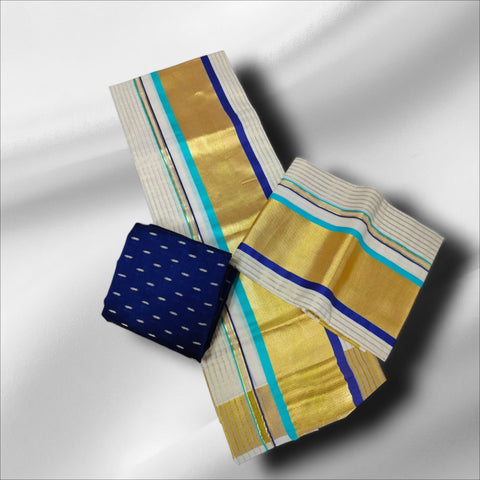 3×4 Premium Cotton Lines Setmundu With Blouse