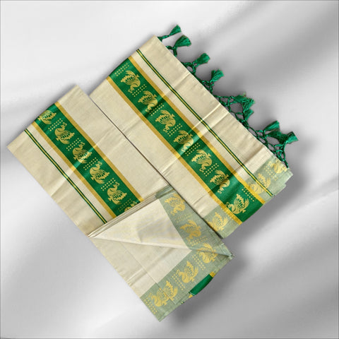 CLR Tissue Golden Print Setmundu With Blouse