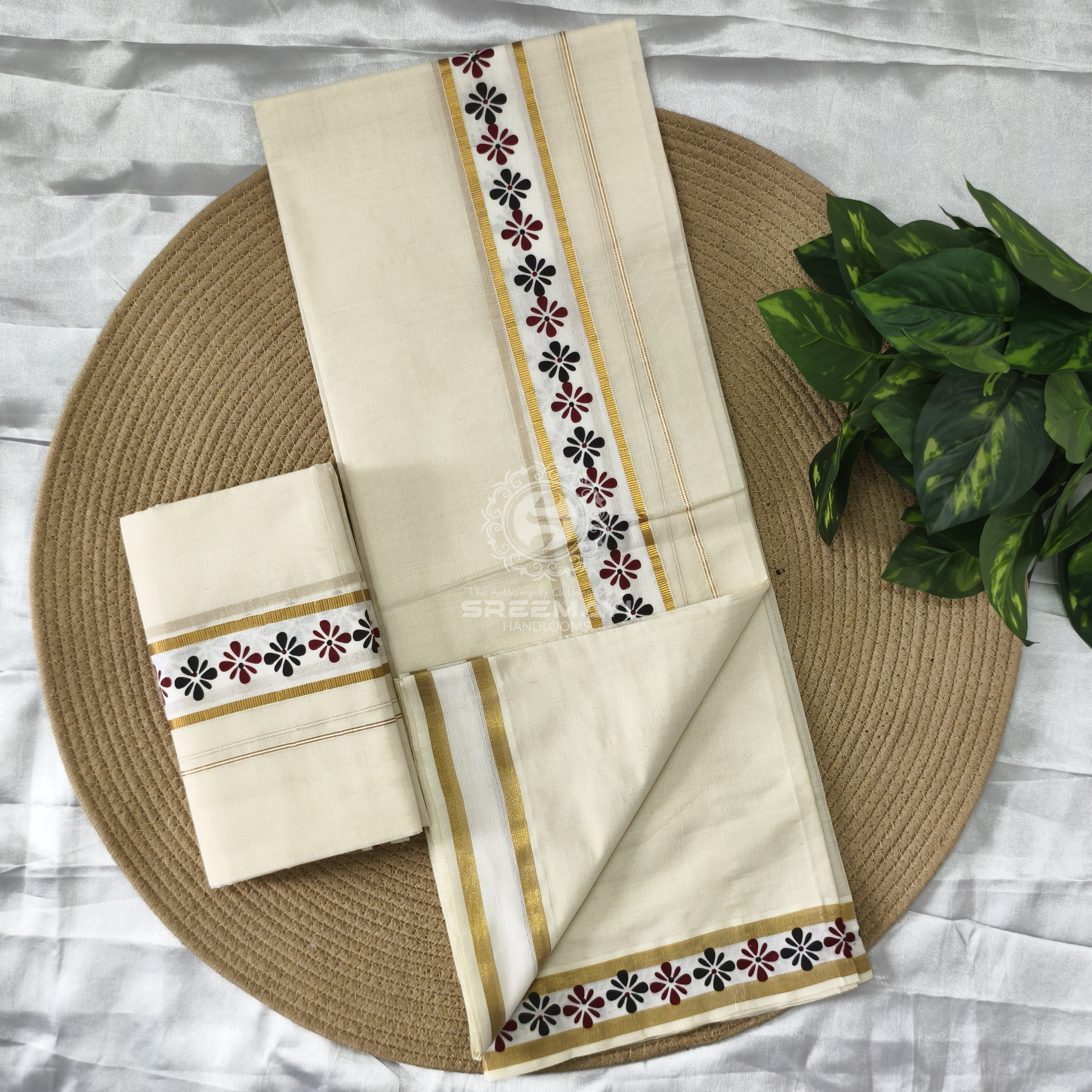 *11/2" SALAVAI BORDER PRINT SETMUNDU* 
Length : 2.80M 
Meterial : cotton