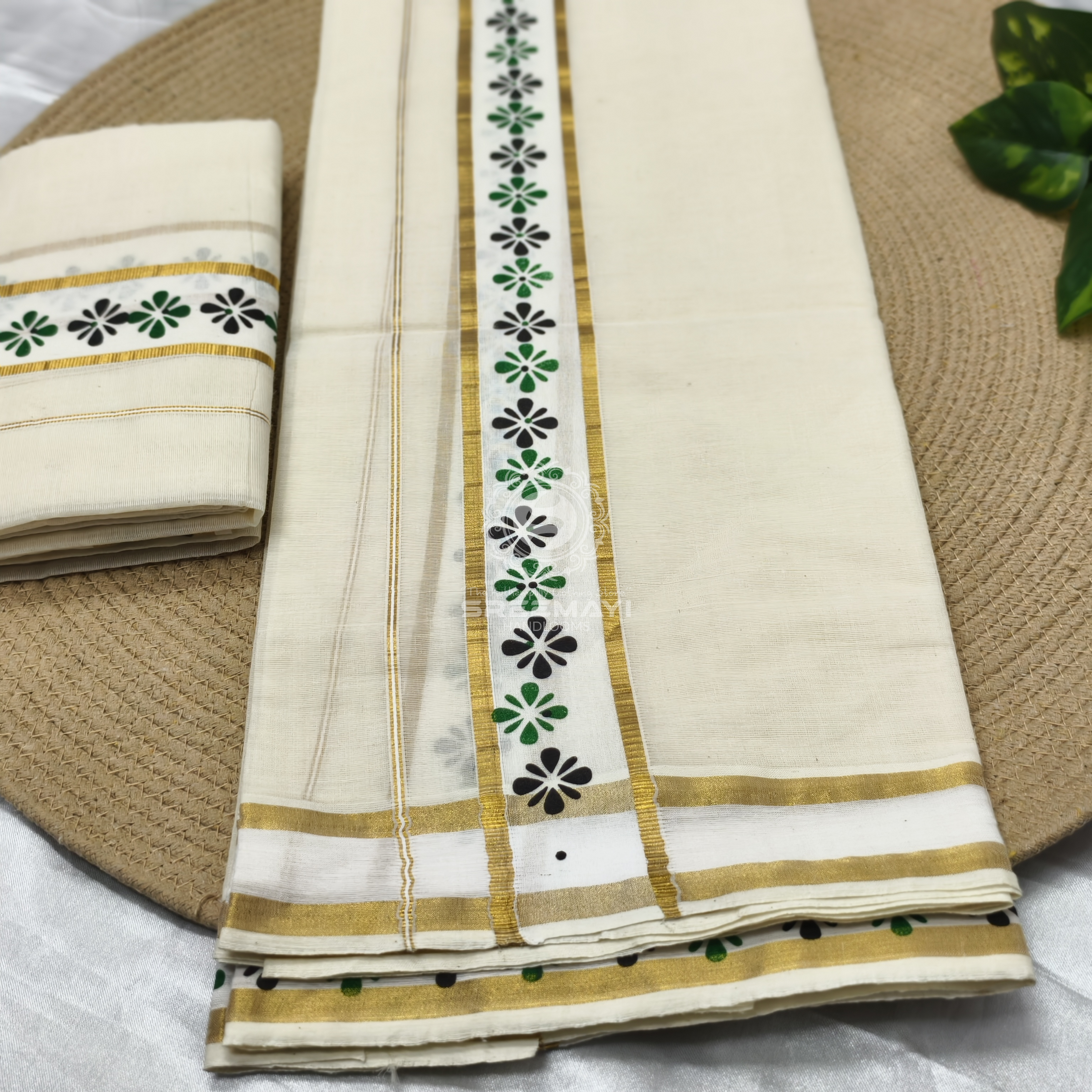 11/2" SALAVAI BORDER PRINT SETMUNDU
Length : 2.80M 
Meterial : cotton