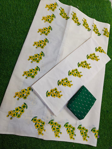 Vishu Special Kanikonna printed setmundu with blouse